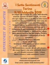 I Sette Sentimenti - Studio e proposte per lo Shiatsu -&ldquo;Evento Apos Approved&rdquo;- Accademia Shiatsu Do sede di Torino - 9/10 Febbraio 2019