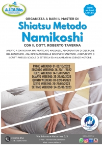 "MASTER SHIATSU METODO NAMIKOSHI" - A.I.Di.Bio. - &ldquo;Evento Apos Approved&rdquo; - Bari Ottobre 2022/Giugno 2023
