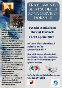 "Trattamento shiatsu della zona cervico-dorsale" - Shiatsu-Do Firenze /Scuola italo-giapponese Shiatsu Namikoshi -&ldquo;Evento Apos Approved&rdquo;- 22-23 Aprile 2023