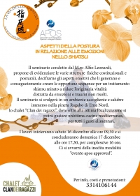 Aspetti della postura in relazione alle emozioni nello Shiatsu - La Via dello Shiatsu - &ldquo;Evento Apos Approved&rdquo;- Pineta di Linguaglossa loc.Ragabo (CT) 16/17 Dicembre 2017