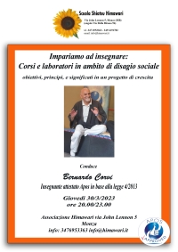 "Impariamo ad insegnare" Laboratori e corsi di Shiatsu in ambito sociale - Bernardo Corvi -&ldquo;Evento Apos Approved&rdquo;- Monza, 30 Marzo 2023