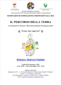 IL PERCORSO DELLA TERRA: "Le disarmonie tra Stomaco e Milza nella produzione del Jing post-natale" - Zampeluci A.P.S.Shiatsu -&ldquo;Evento Apos Approved&rdquo;- Lodi - 2 Dicembre 2023