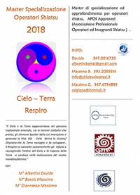 MASTER Specializzazione Operatori Shiatsu -&ldquo;Evento Apos Approved&rdquo;- Parma 21/22 Gennaio - Milano 17/18 Febbraio - Casale Monferrato 7/8 Aprile