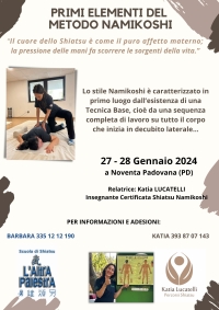 "Primi elementi del metodo Namikoshi" - L'Altra Palestra -&ldquo;Evento Apos Approved&rdquo;- Noventa Padovana (PD) - 27/28 Gennaio 2024