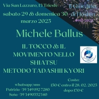 Tocco e Movimento nello Shiatsu, Metodo TADASHII KYORI - Il Giardino di Hoshin -&ldquo;Evento Apos Approved&rdquo;- Trieste 29/30 Marzo 2025