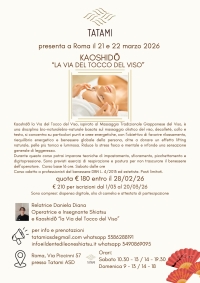 "Kaoshidō, la Via del Tocco del Viso" - TATAMI -&ldquo;Evento Apos Approved&rdquo;- Roma, 21/22 marzo 2026