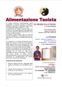 Alimentazione Taoista in medicina cinese - Il Dojo - "Evento Apos Approved"- Localit&agrave; San Michele di Ganzara (CT)14/15 Ottobre 2017
