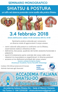 Shiatsu &amp; Postura - Un tuffo nel sistema posturale come ausilio alla pratica shiatsu -Accademia Shiatsu Do -&ldquo;Evento Apos Approved&rdquo;- Mestre (VE) 3/4 Febbraio 2018