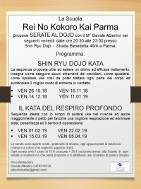 Serate al Dojo con il M&deg;Davide Albertini, "Shin Ryu Dojo Kata"; "Il Kata del Respiro"-&ldquo;Evento Apos Approved&rdquo;- Parma - 5 e 19 Ottobre 2108