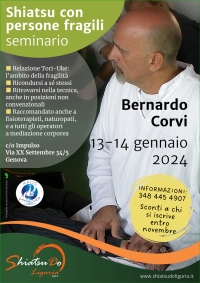 Shiatsu con persone fragili, centrare l&rsquo;obiettivo o essere centrati verso l&rsquo;obiettivo? - Accademia Shiatsu-Do Liguria-&ldquo;Evento Apos Approved&rdquo;- Genova (GE) 13/14 Gennaio 2024