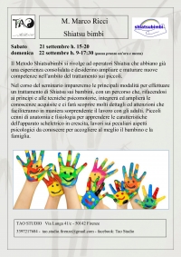 Shiatsu Bimbi - Tao Studio - &ldquo;Evento Apos Approved&rdquo;- Firenze 20/21 Settembre 2019