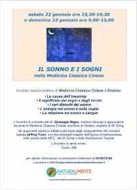 Il Sonno e i Sogni nella Medicina Classica Cinese - &ldquo;Evento Apos Approved&rdquo;- On Line 22/23 Gennaio aio 2022