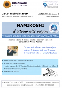 Namikoshi "Tecniche e sequenze in posizione decubito laterale e prona"- Himawari - &ldquo;Evento Apos Approved&rdquo;- Monza 23/24 Febbraio 2019