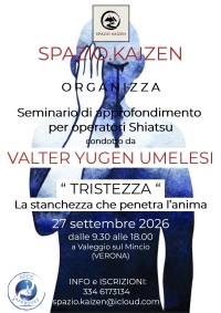 Tristezza, la stanchezza che penetra nell'anima - SPAZIO.KAIZEN - &ldquo;Evento Apos Approved&rdquo;- Valeggio sul Mincio (VR) - 27 settembre 2026