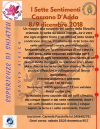 I Sette Sentimenti - Studio e proposte per lo Shiatsu -&ldquo;Evento Apos Approved&rdquo;- Cassano D'Adda - 8/9 Dicembre 2018
