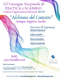 III&deg; Convegno Nazionale di Pratica e Scambio - "Alchimia del Contatto" - Bari 13-15 novembre 2026