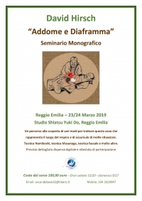 Il trattamento Shiatsu di diaframma e addome - Studio Shiatsu Yuki Do per Accademia Shiatsu Do -&ldquo;Evento Apos Approved&rdquo;- Reggio Emilia 23/24 Marzo 2018